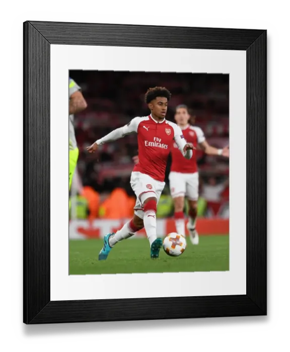 Framed Print : Reiss Nelson in Action: Arsenal vs. 1. FC Koeln, UEFA Europa League (2017)