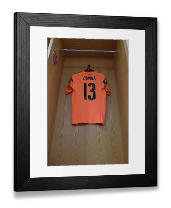 Framed Print : Arsenal FC: David Ospina Prepares for Arsenal v 1. FC Koeln UEFA Europa League Match Framed Print : Arsenal FC: David Ospina Prepares for Arsenal v 1. FC Koeln UEFA Europa League Match