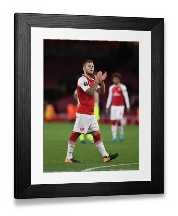 Framed Print : Jack Wilshere Celebrates with Arsenal Fans after Europa League Victory over FC Köln