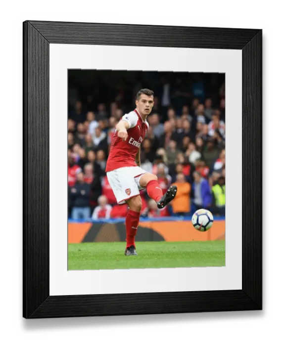 Framed Print : Granit Xhaka in Action: Chelsea vs. Arsenal, Premier League 2017-18