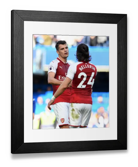 Framed Print : Arsenal's Bellerin and Xhaka in Action against Chelsea (2017-18) Framed Print : Arsenal's Bellerin and Xhaka in Action against Chelsea (2017-18)