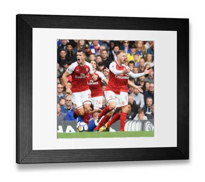 Framed Print : Xhaka and Ramsey: Clash of Midfield Titans - Chelsea vs Arsenal, Premier League 2017-18