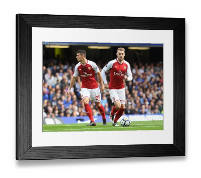 Framed Print : Xhaka and Ramsey: Battle at Stamford Bridge - Chelsea vs Arsenal, Premier League 2017-18