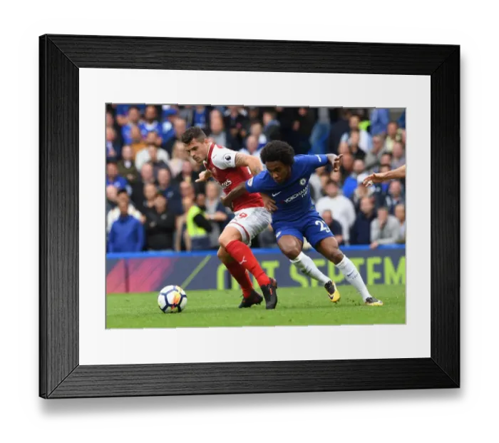 Framed Print : Xhaka vs. Willian: Battle at Stamford Bridge - Chelsea vs. Arsenal, Premier League 2017-18