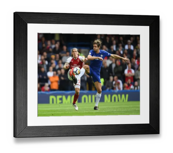 Framed Print : Clash at Stamford Bridge: Hector Bellerin vs. Marcus Alonso, Premier League Showdown