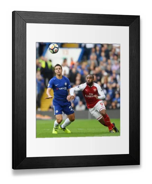 Framed Print : Clash of Titans: Lacazette vs Azpilicueta - Chelsea vs Arsenal, Premier League 2017-18