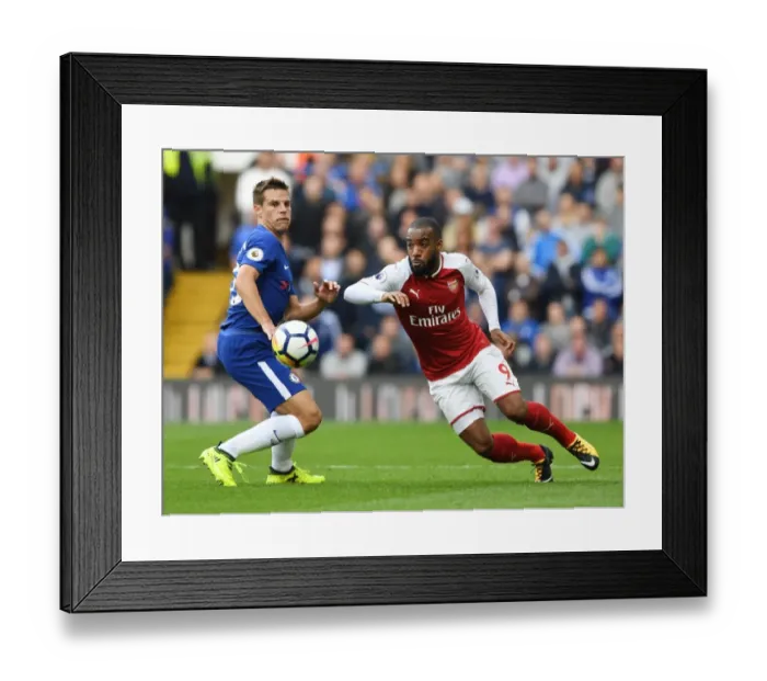 Framed Print : Clash at Stamford Bridge: Lacazette vs. Azpilicueta, Premier League Showdown