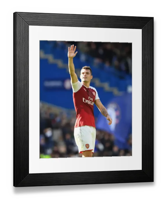 Framed Print : Granit Xhaka Celebrates with Arsenal Fans after Chelsea Victory