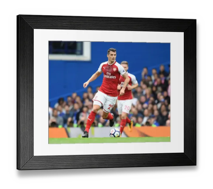 Framed Print : Granit Xhaka: In Action Against Chelsea, Premier League 2017-18