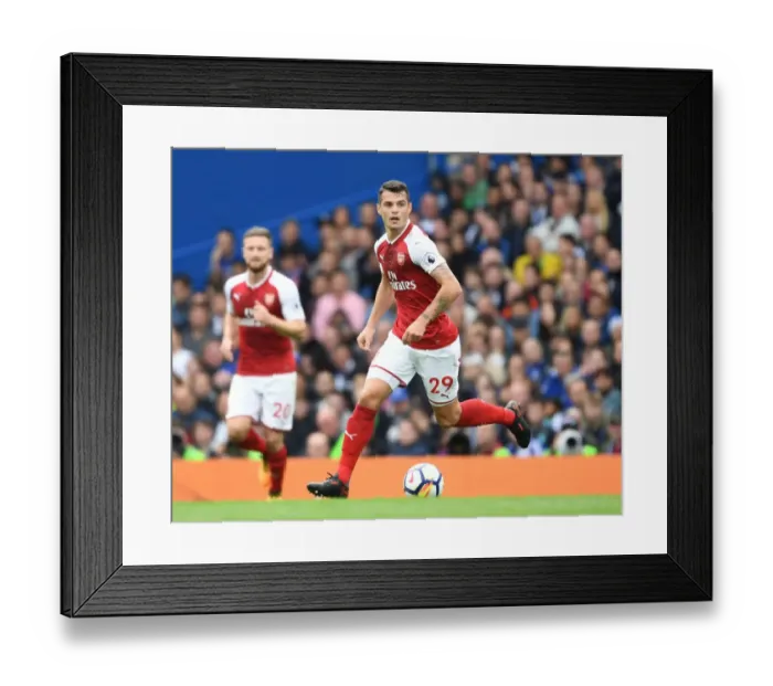Framed Print : Granit Xhaka in Action: Chelsea vs. Arsenal, Premier League 2017-18 Framed Print : Granit Xhaka in Action: Chelsea vs. Arsenal, Premier League 2017-18