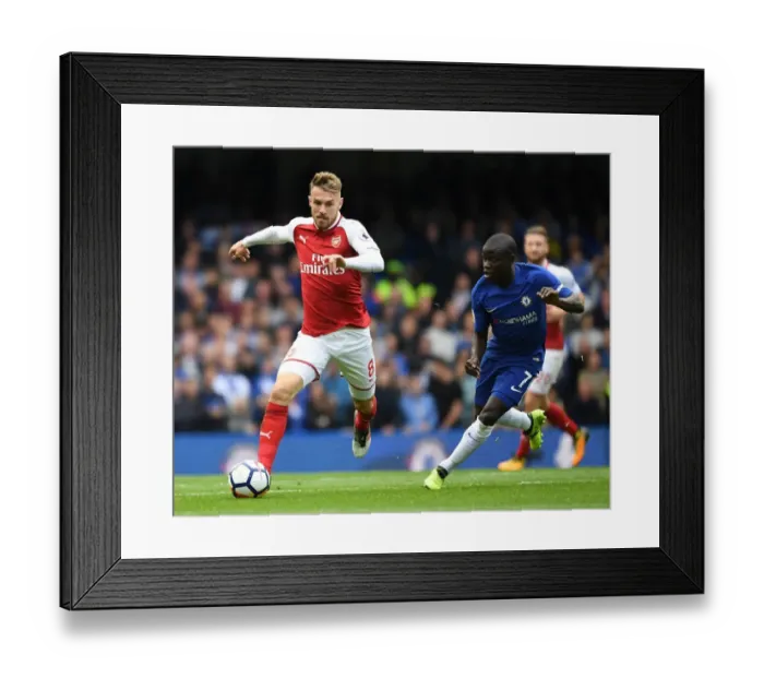 Framed Print : Ramsey Outmaneuvers Kante: Intense Battle Between Chelsea and Arsenal, Premier League 2017-18
