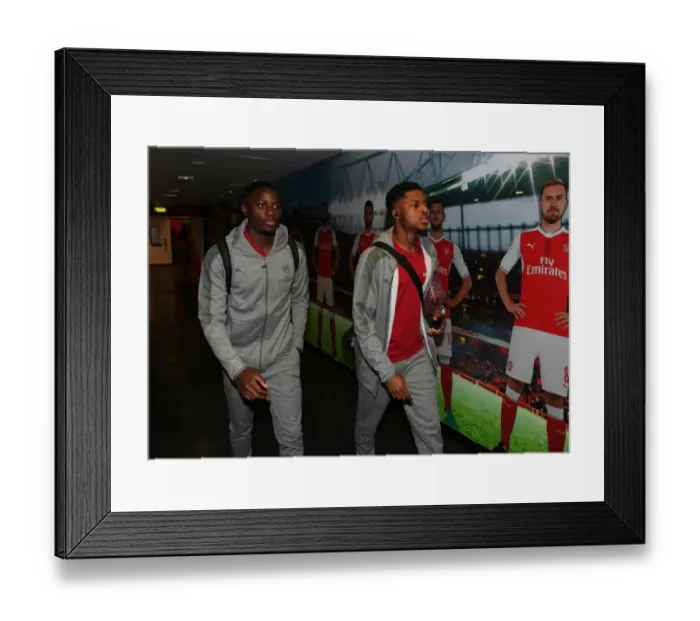 Framed Print : Arsenal Duo Josh Dasilva and Chuba Akpom Arrive before the Carabao Cup Match vs Doncaster Rovers Framed Print : Arsenal Duo Josh Dasilva and Chuba Akpom Arrive before the Carabao Cup Match vs Doncaster Rovers