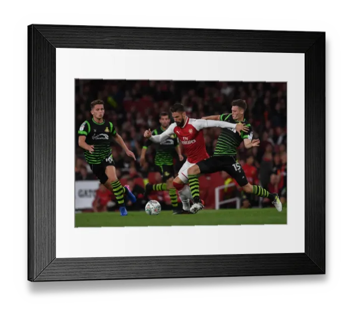 Framed Print : Olivier Giroud (Arsenal) Jordan Houghton and Joe Wright (Doncaster)