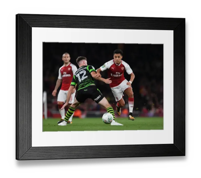 Framed Print : Head-to-Head: Alexis Sanchez vs. Ben Whiteman in the Carabao Cup Clash at Arsenal's Emirates Stadium Framed Print : Head-to-Head: Alexis Sanchez vs. Ben Whiteman in the Carabao Cup Clash at Arsenal's Emirates Stadium