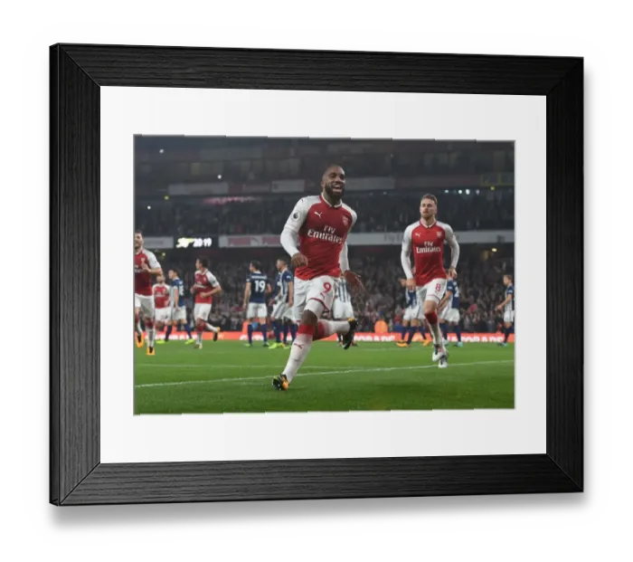Framed Print : Alex Lacazette's Thrilling Goal: Arsenal's Victory Against West Bromwich Albion, Premier League 2017-18