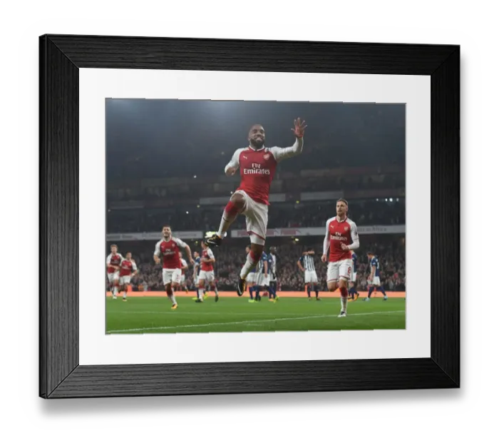 Framed Print : Alex Lacazette's Game-Winning Goal: Arsenal vs West Bromwich Albion, Premier League 2017-18