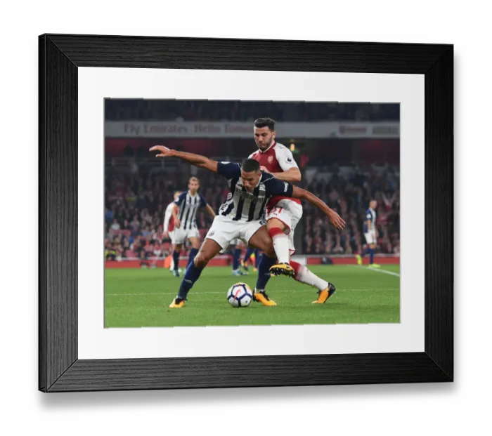 Framed Print : Intense Tackle: Sead Kolasinac vs Jake Livermore - Arsenal vs West Bromwich Albion, Premier League 2017-18 Framed Print : Intense Tackle: Sead Kolasinac vs Jake Livermore - Arsenal vs West Bromwich Albion, Premier League 2017-18