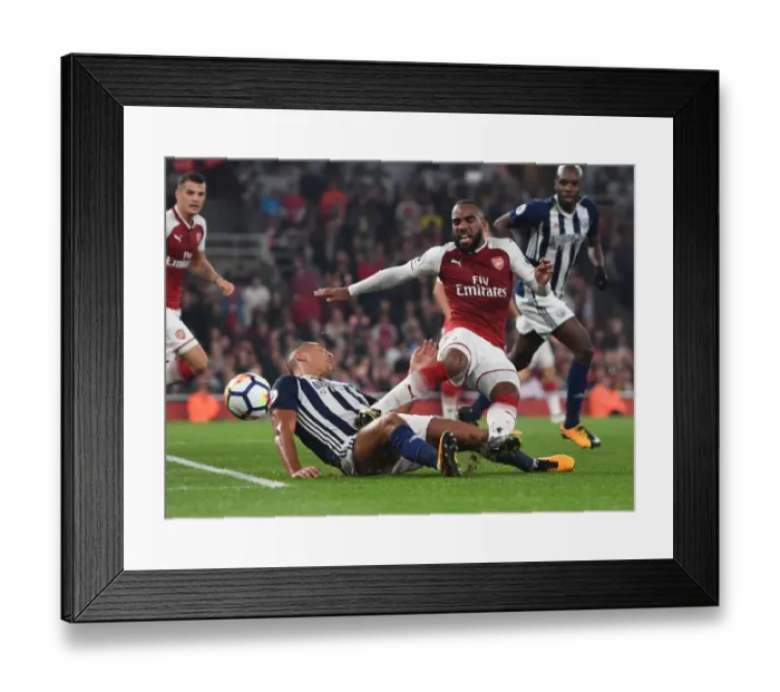 Framed Print : Arsenal's Lacazette Fouls by Livermore in 2017-18 Premier League Clash Framed Print : Arsenal's Lacazette Fouls by Livermore in 2017-18 Premier League Clash