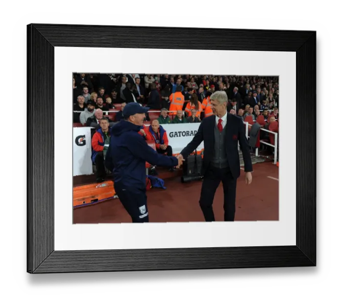 Framed Print : Arsene Wenger and Tony Pulis: Pre-Match Handshake at Arsenal vs. West Bromwich Albion (2017-18)