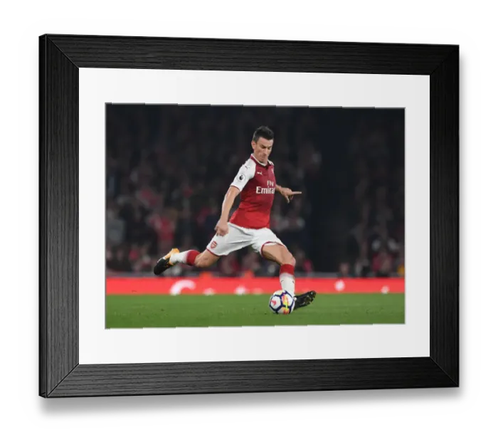 Framed Print : Arsenal's Koscielny in Action Against West Bromwich Albion, Premier League 2017-18