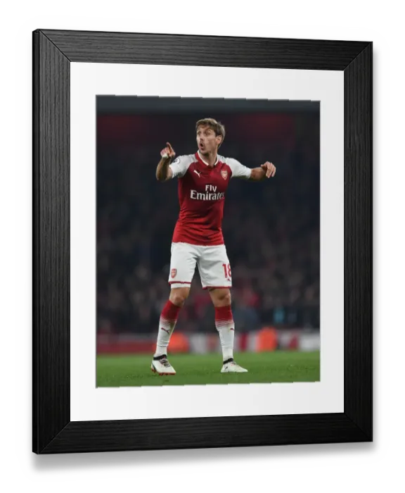 Framed Print : Nacho Monreal Focuses in Arsenal's Victory Against West Bromwich Albion (2017-18)