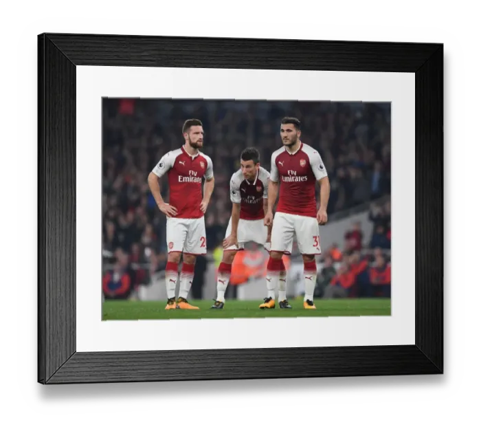 Framed Print : Arsenal's Mustafi, Koscielny, and Kolasinac in Action against West Bromwich Albion (2017-18) Framed Print : Arsenal's Mustafi, Koscielny, and Kolasinac in Action against West Bromwich Albion (2017-18)