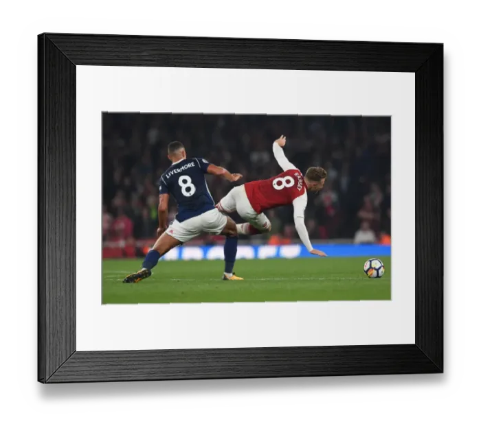 Framed Print : Arsenal's Aaron Ramsey Fouled by Jake Livermore in 2017-18 Premier League Clash Framed Print : Arsenal's Aaron Ramsey Fouled by Jake Livermore in 2017-18 Premier League Clash