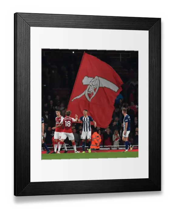 Framed Print : Monreal and Gibbs Share a Moment after Arsenal vs. West Brom Match