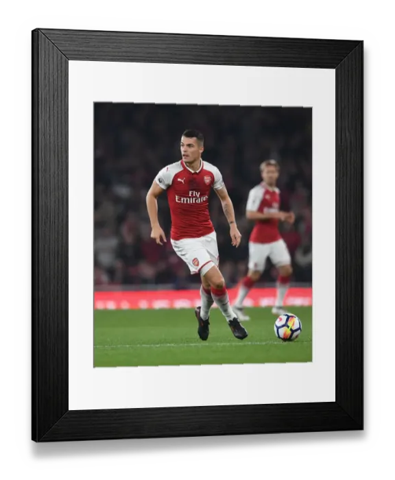 Framed Print : Granit Xhaka: Arsenal Midfielder in Action against West Bromwich Albion, Premier League 2017-18