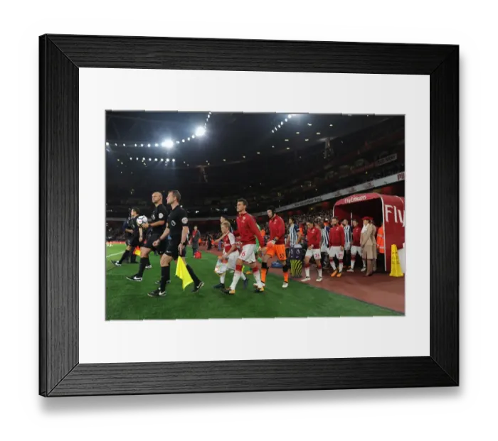 Framed Print : Laurent Koscielny (Arsenal) leads out the team. Arsenal 2: 0 West Bromwich Albion
