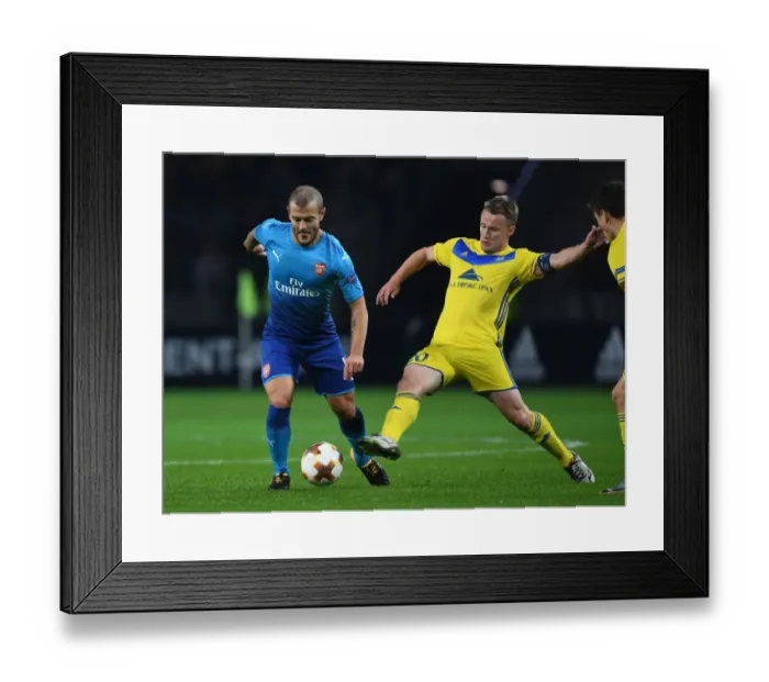 Framed Print : Jack Wilshere vs Vitali Rodionov: Europa League Battle at Borisov-Arena Framed Print : Jack Wilshere vs Vitali Rodionov: Europa League Battle at Borisov-Arena