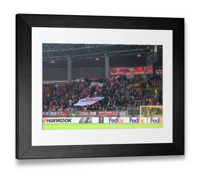 Framed Print : Arsenal Fans in Action at FC BATE Borisov: UEFA Europa League 2017-18