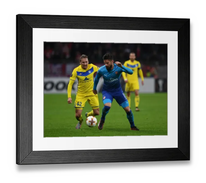 Framed Print : Giroud vs Volodko: Arsenal's Europa League Clash Against BATE Borisov