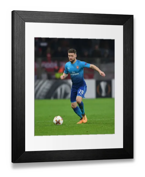 Framed Print : Shkodran Mustafi in Action: Arsenal vs. BATE Borisov, UEFA Europa League 2017-18 Framed Print : Shkodran Mustafi in Action: Arsenal vs. BATE Borisov, UEFA Europa League 2017-18
