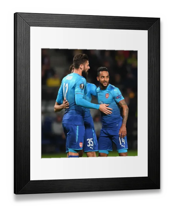 Framed Print : Arsenal's Europa League Victory: Walcott, Elneny, and Giroud's Goal Celebration Framed Print : Arsenal's Europa League Victory: Walcott, Elneny, and Giroud's Goal Celebration