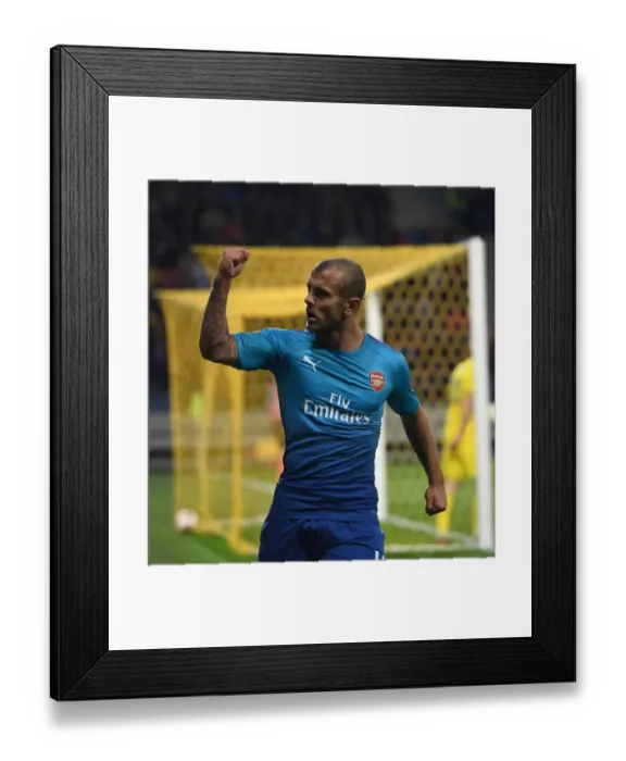 Framed Print : Jack Wilshere Celebrates Arsenal's Goal Against FC BATE Borisov in Europa League Match