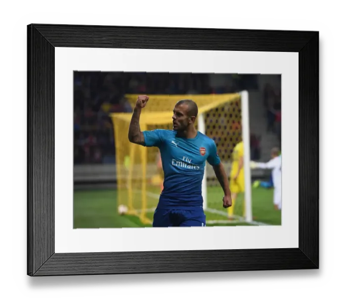 Framed Print : Jack Wilshere's Euphoric Moment: Arsenal's Goal in Europa League Against FC BATE Borisov, 2017 Framed Print : Jack Wilshere's Euphoric Moment: Arsenal's Goal in Europa League Against FC BATE Borisov, 2017