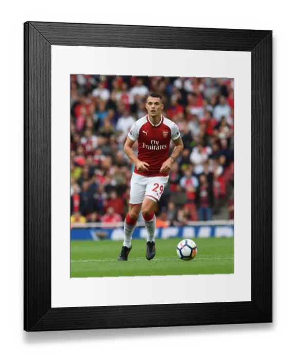 Framed Print : Granit Xhaka: Arsenal Midfielder in Action against Brighton & Hove Albion, Premier League 2017-18