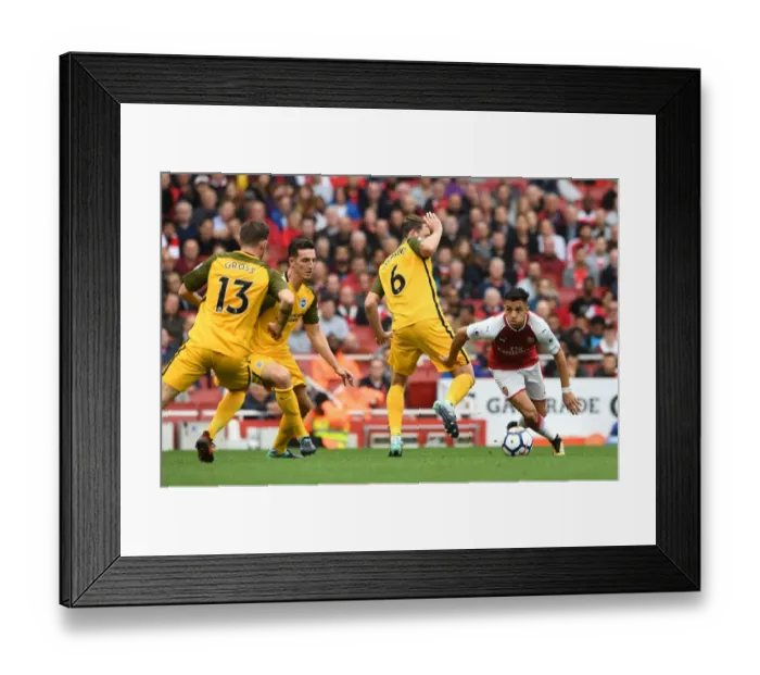 Framed Print : Arsenal's Alexis Sanchez Clashes with Brighton's Dale Stephens in Premier League Showdown Framed Print : Arsenal's Alexis Sanchez Clashes with Brighton's Dale Stephens in Premier League Showdown