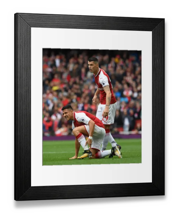 Framed Print : Arsenal: Sanchez and Xhaka in Action against Brighton & Hove Albion, 2017-18