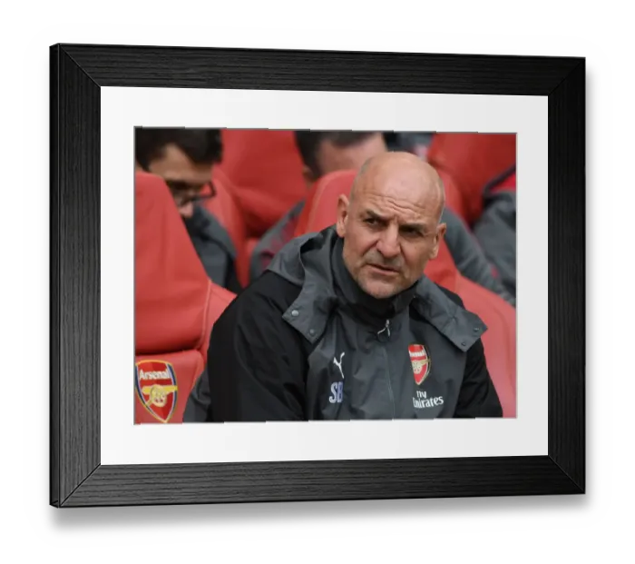 Framed Print : Steve Bould: Arsenal Assistant Manager Before Arsenal vs Brighton & Hove Albion, Premier League 2017-18
