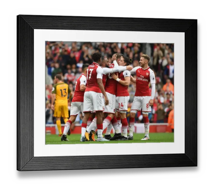 Framed Print : Arsenal's Unforgettable Five-Some: Monreal, Lacazette, Ramsey, Mustafi, Bellerin Celebrate Goal vs. Brighton & Hove Albion (2017-18) Framed Print : Arsenal's Unforgettable Five-Some: Monreal, Lacazette, Ramsey, Mustafi, Bellerin Celebrate Goal vs. Brighton & Hove Albion (2017-18)