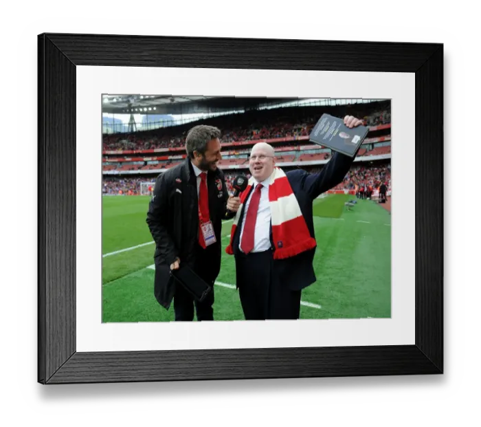 Framed Print : Arsenal Fan Interviewed at Half Time during Arsenal vs Brighton & Hove Albion Match, 2017-18 Season Framed Print : Arsenal Fan Interviewed at Half Time during Arsenal vs Brighton & Hove Albion Match, 2017-18 Season