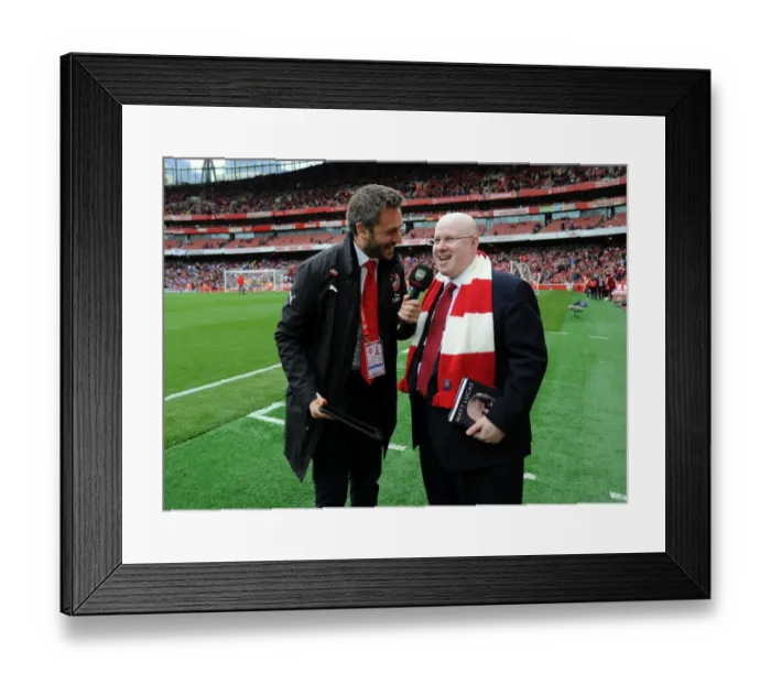 Framed Print : Arsenal Half Time: Fan Matt Lucas Interviewed by Nigel Mitchell