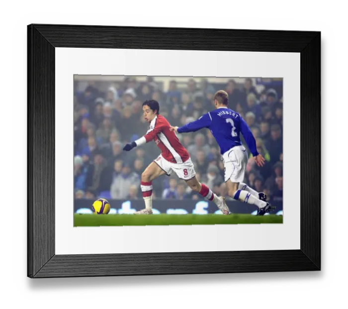 Framed Print : Nasri vs. Hibbert: The Intense Rivalry on the Field - Everton vs. Arsenal, Barclays Premier League, 2009