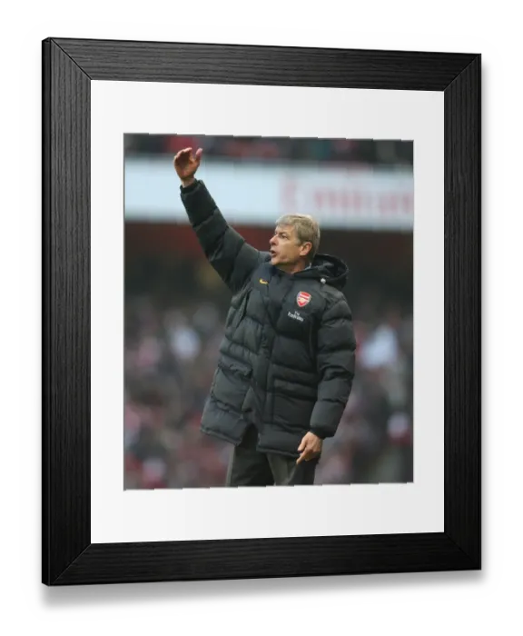 Framed Print : Arsene Wenger at the 0-0 Stalemate Against West Ham United, Barclays Premier League, Emirates Stadium, 2009