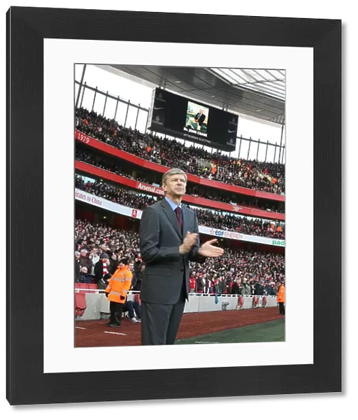 Arsenal manager Arsene Wenger during the tribute to Dr John Crane