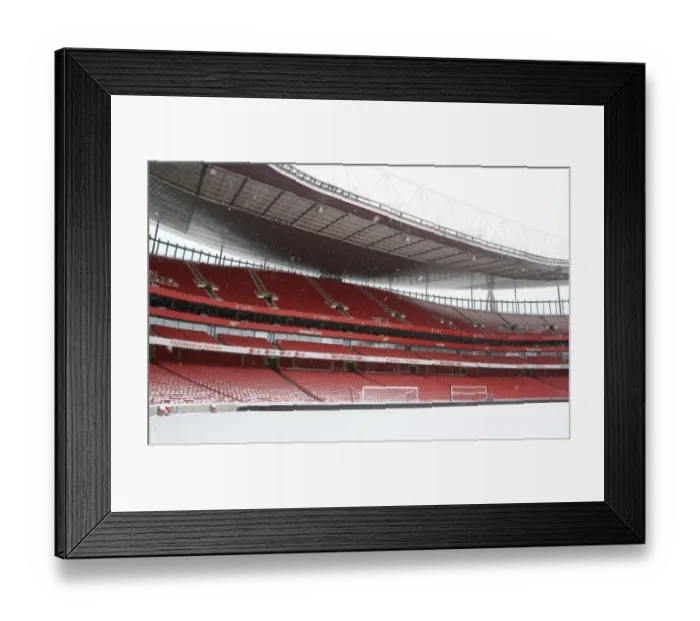 Framed Print : Winter's Embrace at Emirates: Arsenal's Stadium Transformed in Snow Framed Print : Winter's Embrace at Emirates: Arsenal's Stadium Transformed in Snow