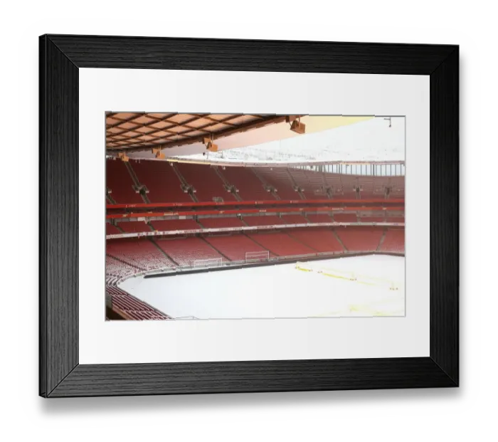 Framed Print : Winter's Embrace at Emirates: Arsenal's Stadium Transformed in Snow