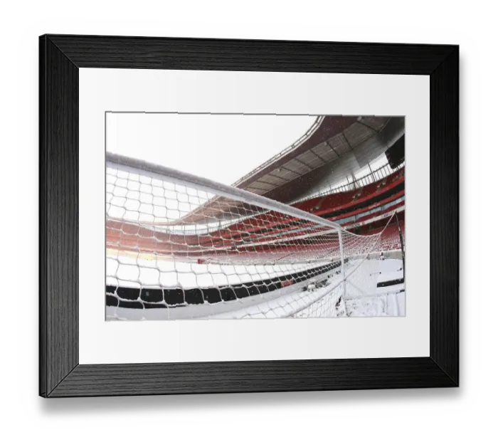Framed Print : Winter's Embrace at Emirates: Arsenal's Stadium Transformed in Snow Framed Print : Winter's Embrace at Emirates: Arsenal's Stadium Transformed in Snow